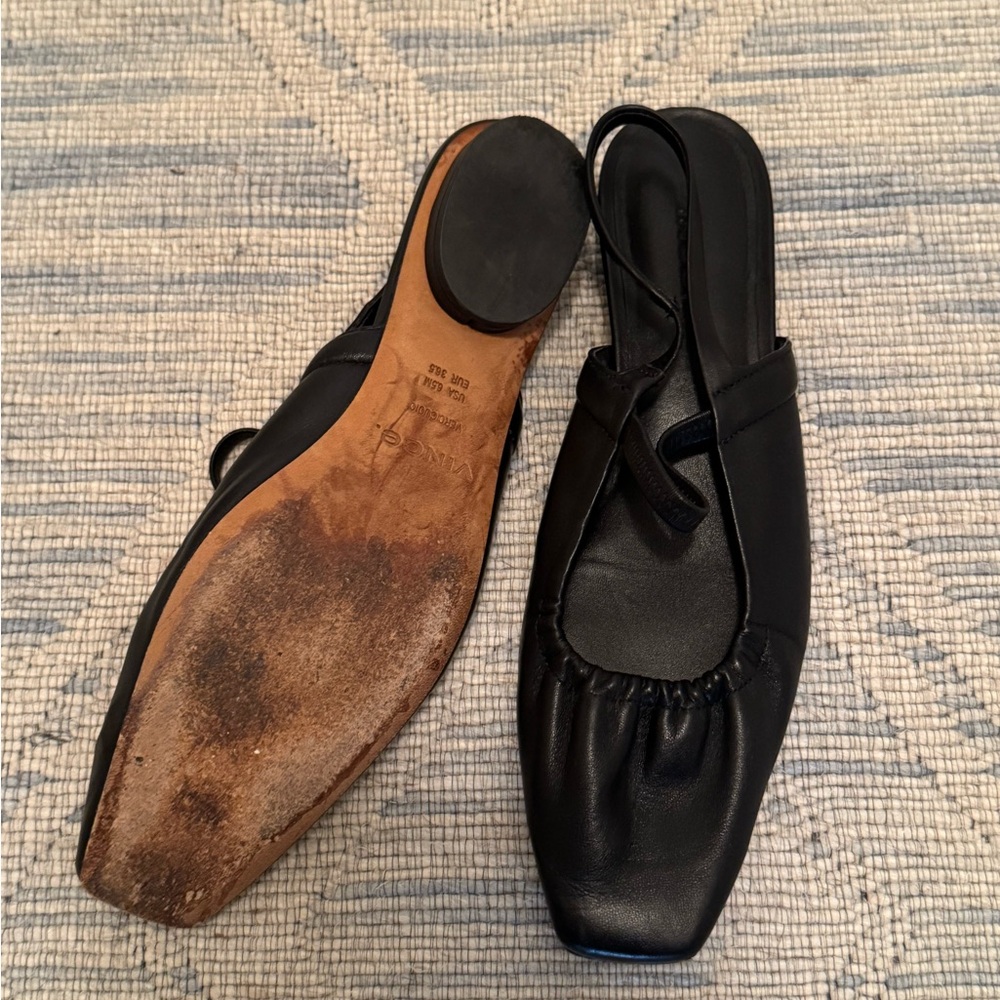 Vince Black Leather Flats - Picture 6 of 9